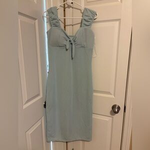 No Boundaries Light Blue Ribbed Midi Dress